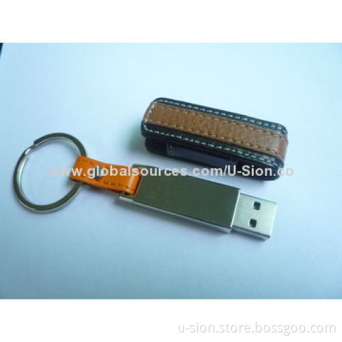 OEM and Free Stamp Logo Leather 1-64GB USB Flash Drive for Promotional Gifts, Password Protection